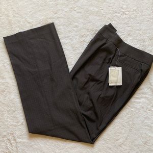 NWT Susan Bristol Elegant Work Pants Size 8 Brown with Pinstripes Flat Front